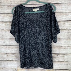Michael Kors Cold Shoulder Animal Print Top